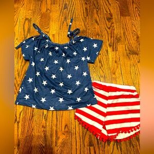Boutique Patriotic Short Set Girls Size 5/6